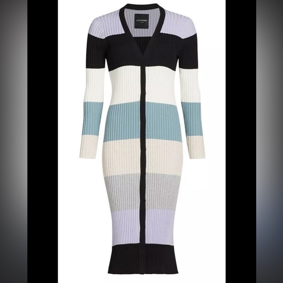 Colorblock Ribbed Midi Cardigan - Picture 2 of 12